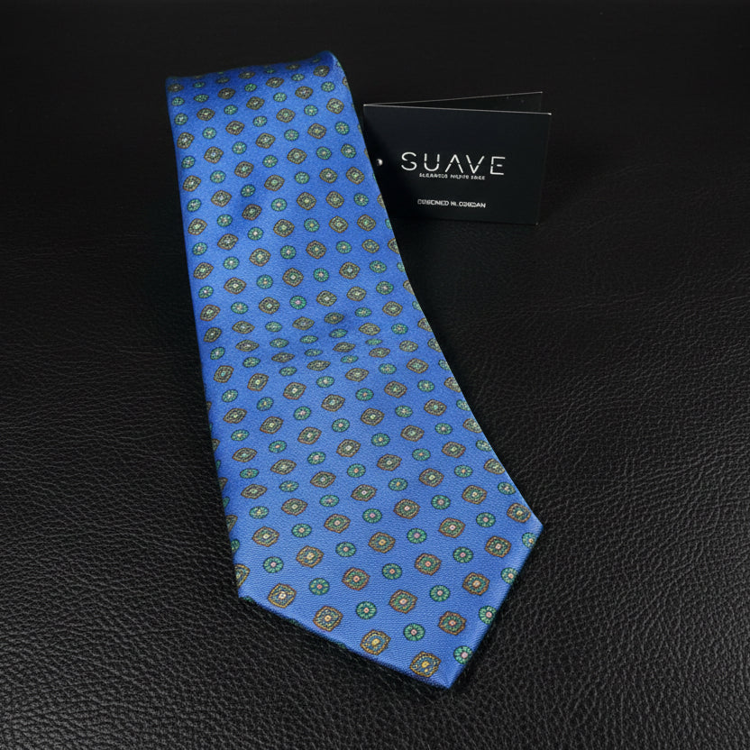 Premium Printed Silk - Sapphire Medallion