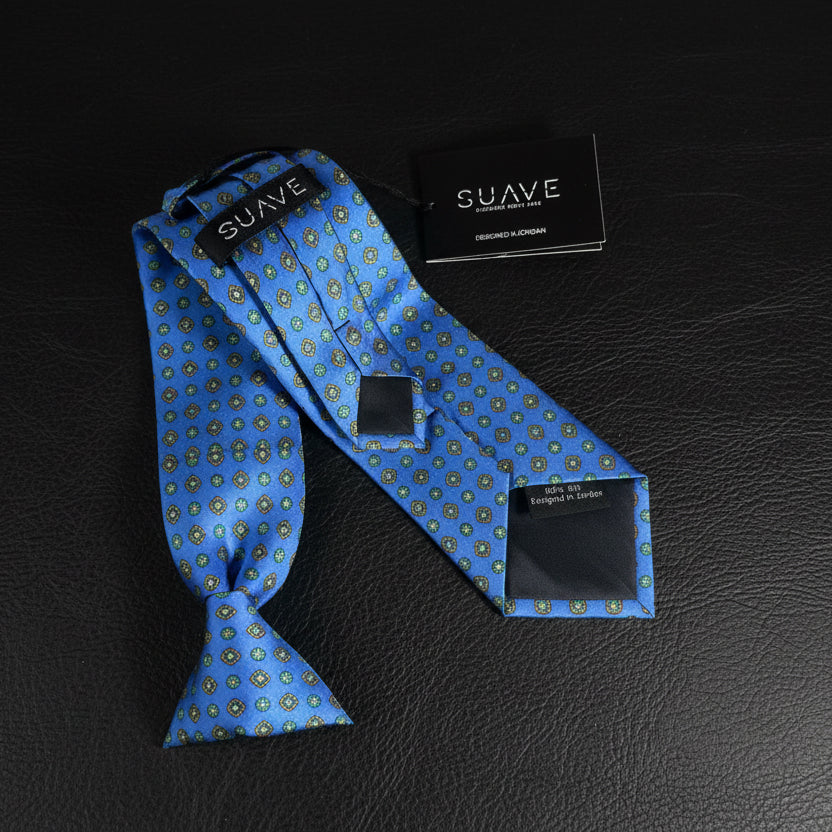 Premium Printed Silk - Sapphire Medallion
