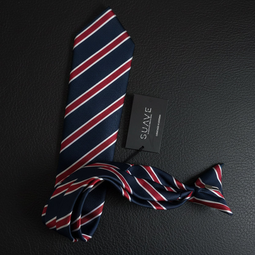 Standard Multicolor - Navy with white/burgundy stripes