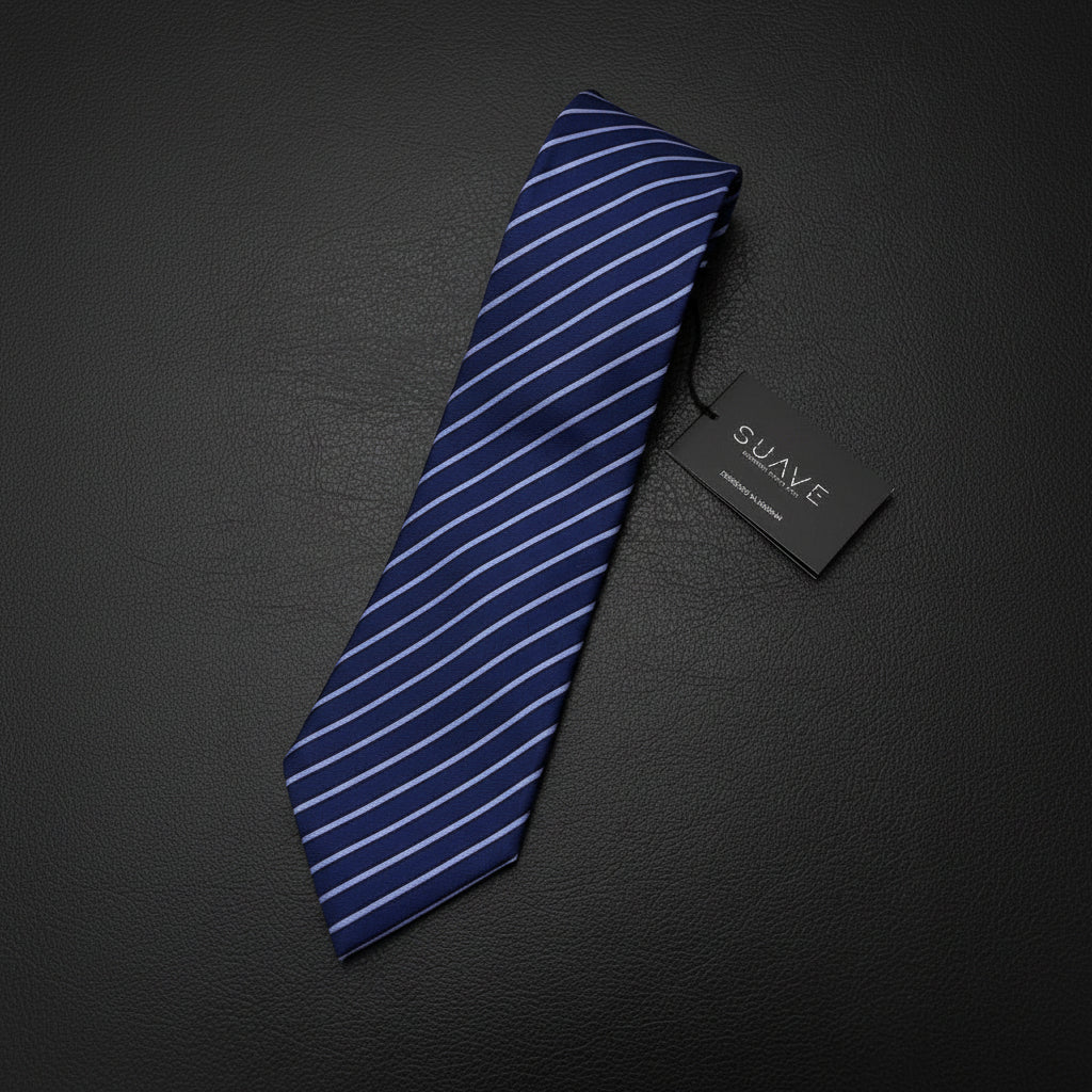Navy Blue with Purple Stripes
