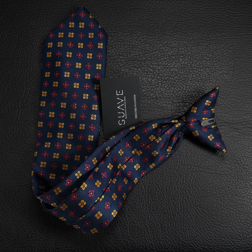 Standard MultiColor - Navy Blue with Geometric  Red/orange