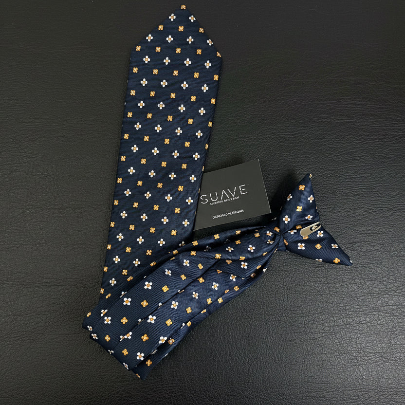 Standard MultiColor - Navy Blue with Geometrical orange & white