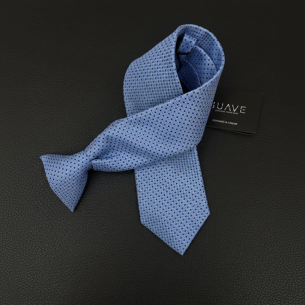 Light Blue with navy / white dots