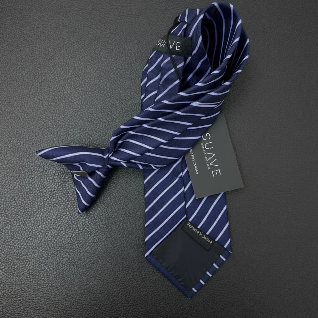 Navy Blue with Purple Stripes