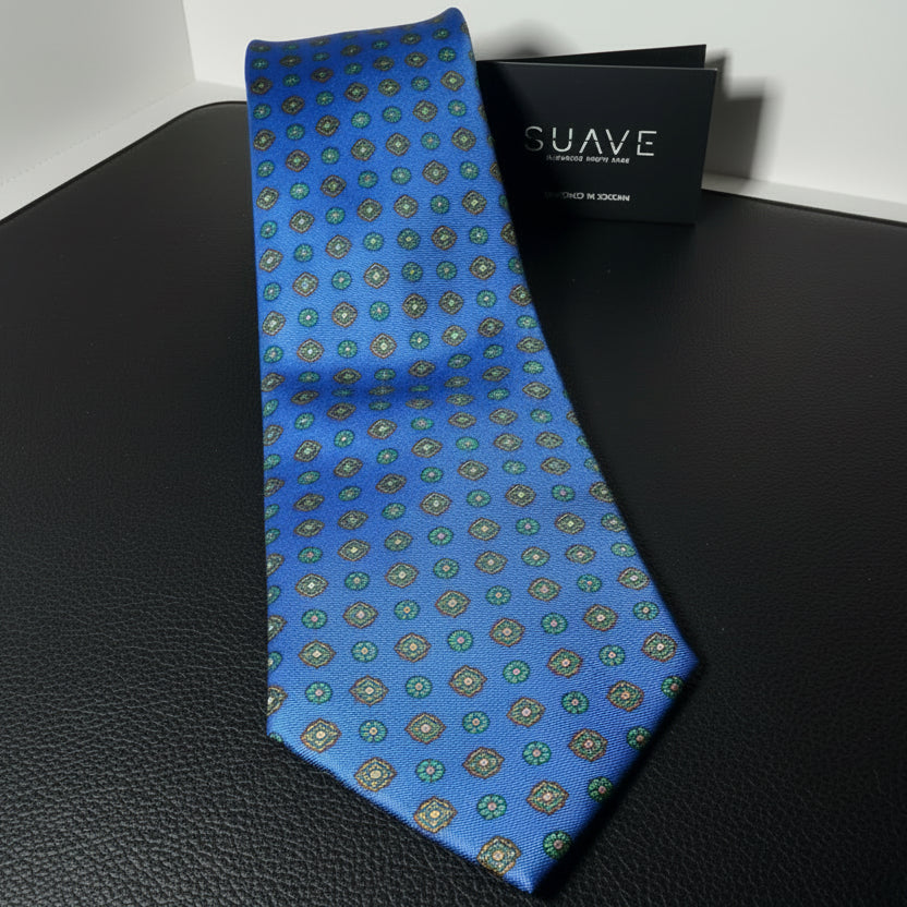 Premium Printed Silk - Sapphire Medallion