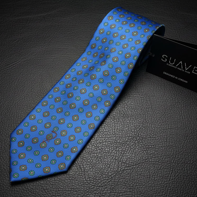 Premium Printed Silk - Sapphire Medallion