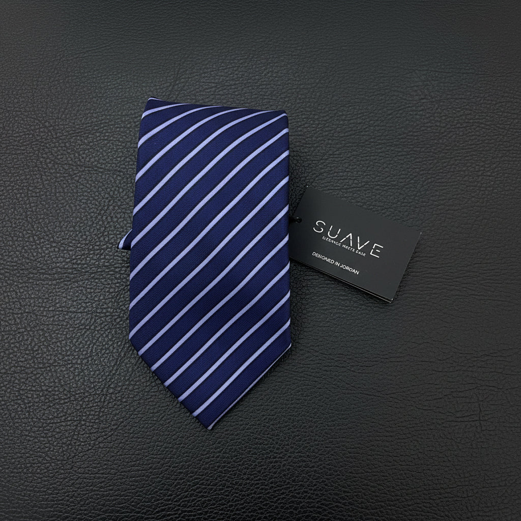 Navy Blue with Purple Stripes
