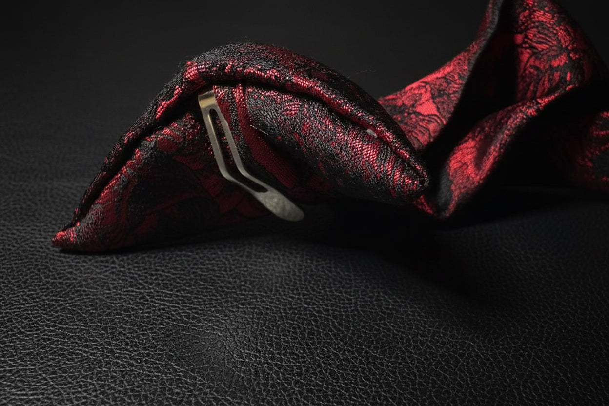 Luxury Wodven Silk Tie - Floral Burgundy
