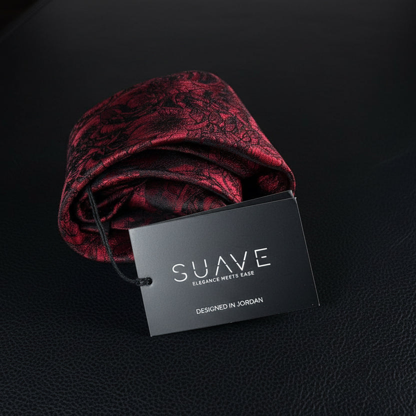 Luxury Wodven Silk Tie - Floral Burgundy